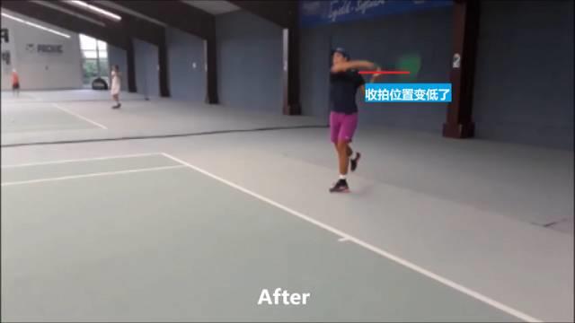 网球正手击球没有穿透力？试试调整一下你的收拍位置！