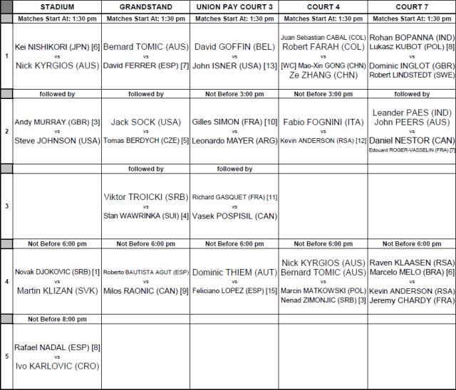 ATP上海大师赛10月14日赛程&手机直播