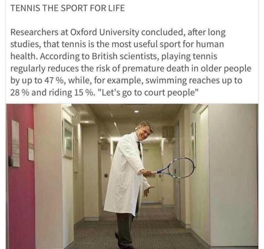 牛津专家：网球是最健康的体育运动